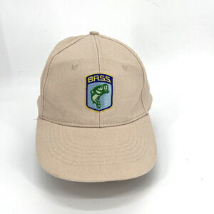 B.A.S.S. Fishing Bass Cap Hat Adjustable‎ Baseball Snapback Tan Khaki